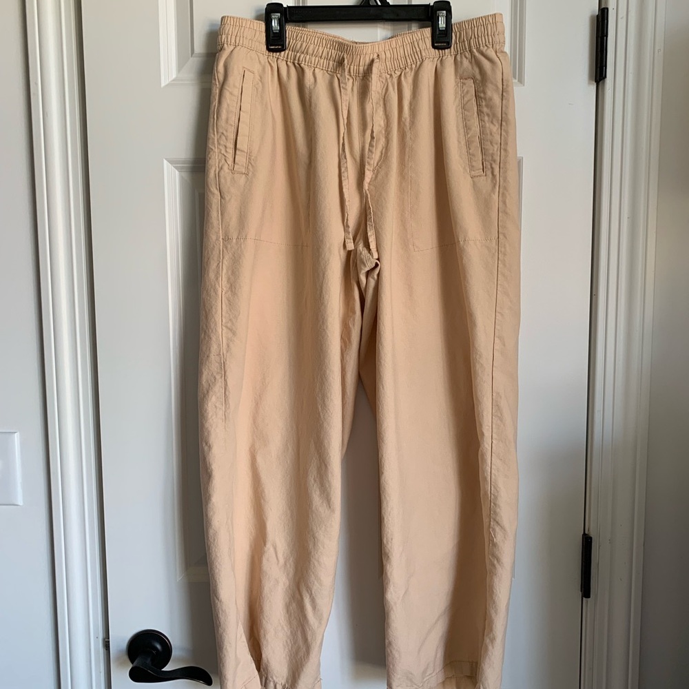 Serra Peachy Linen Blend Wide Leg Flowy Pants